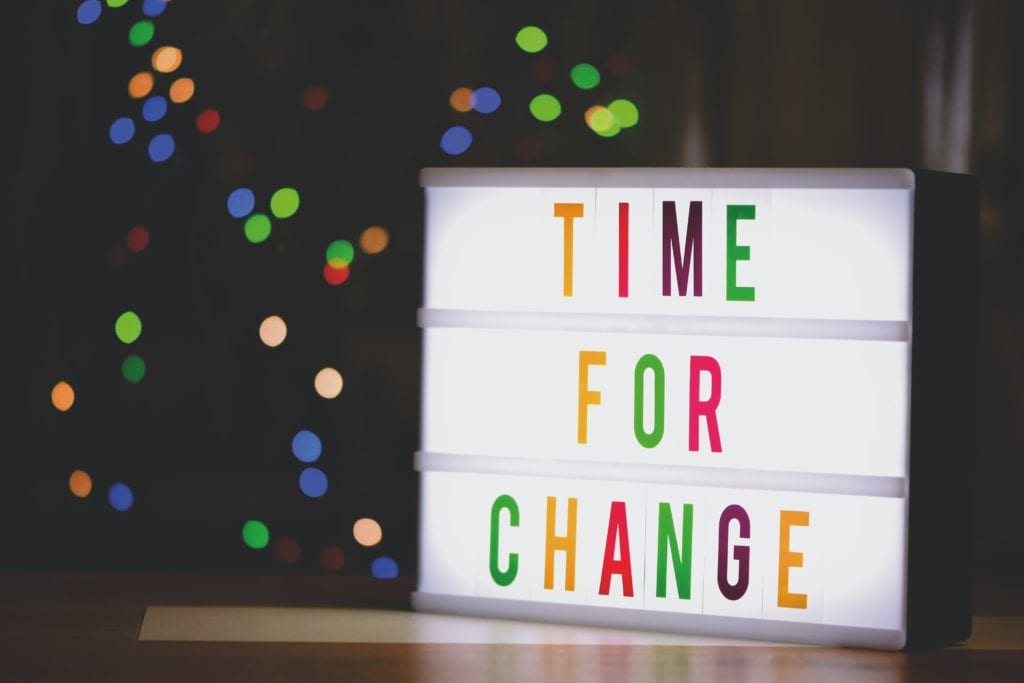 lightbox with 'time for change' message