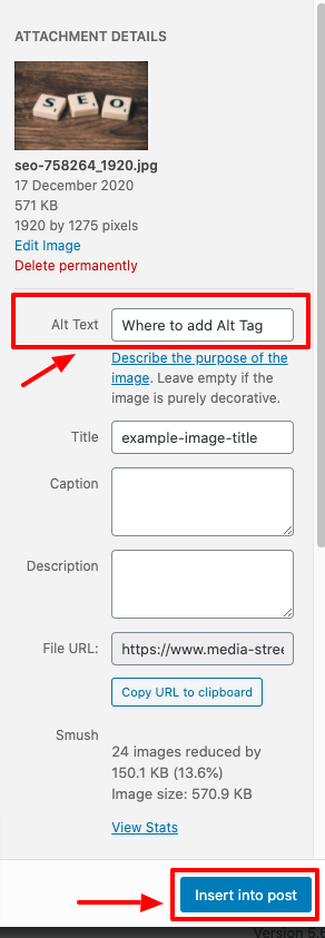 Where to add an alt tag in WordPress