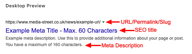 Example Meta Tags as displayed via desktop