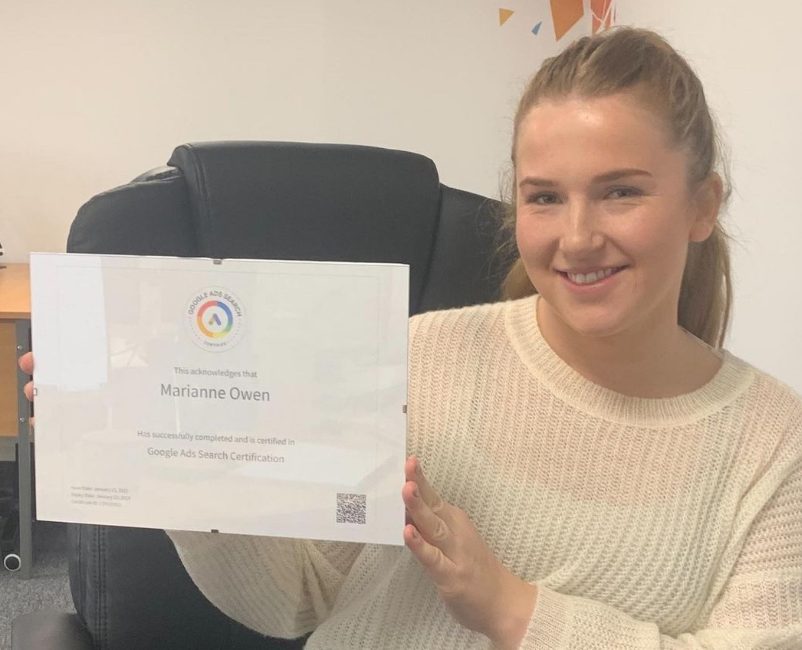 Marianne holding Google Ads certificate