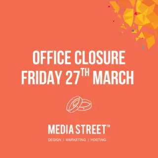 Office closure - Friday 27th March

Please note Media Street will be closed this Friday for a staff event. During this time we will be unable to answer calls or emails. Please leave a voicemail or drop us an email on mail@media-street.co.uk and we will pick these up when we are back on Monday 30th March.